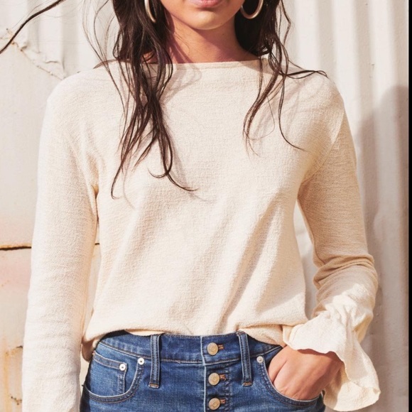 Madewell Tops - Madewell Texture & Thread Ruffle Cuff Top Cream